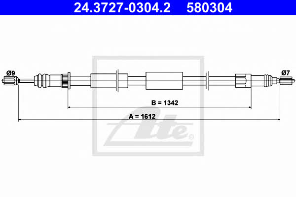 Ate 24.3727-0304.2 Parking brake cable left 24372703042: Buy near me in Poland at 2407.PL - Good price!
