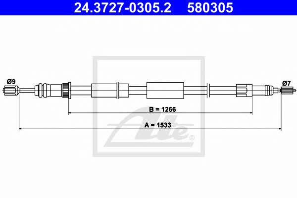 Ate 24.3727-0305.2 Parking brake cable, right 24372703052: Buy near me in Poland at 2407.PL - Good price!