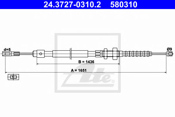Ate 24.3727-0310.2 Cable Pull, parking brake 24372703102: Buy near me in Poland at 2407.PL - Good price!