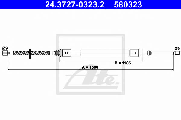 Ate 24.3727-0323.2 Parking brake cable, right 24372703232: Buy near me in Poland at 2407.PL - Good price!