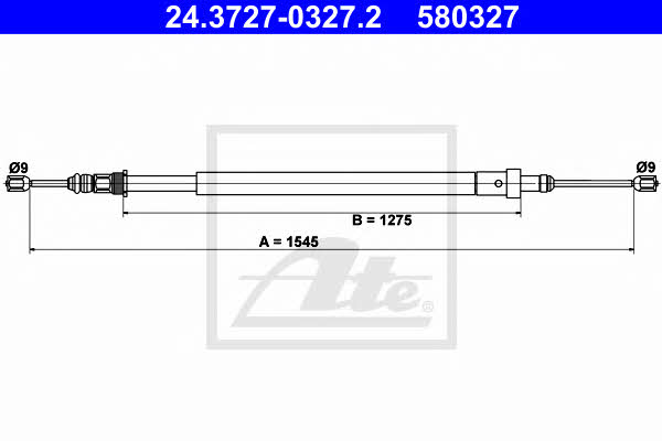Ate 24.3727-0327.2 Parking brake cable, right 24372703272: Buy near me in Poland at 2407.PL - Good price!