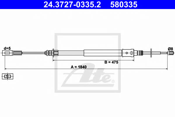 Ate 24.3727-0335.2 Cable Pull, parking brake 24372703352: Buy near me in Poland at 2407.PL - Good price!