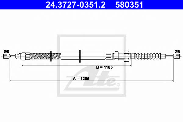 Ate 24.3727-0351.2 Parking brake cable left 24372703512: Buy near me in Poland at 2407.PL - Good price!