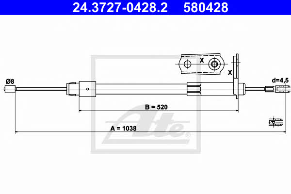Ate 24.3727-0428.2 Parking brake cable left 24372704282: Buy near me in Poland at 2407.PL - Good price!