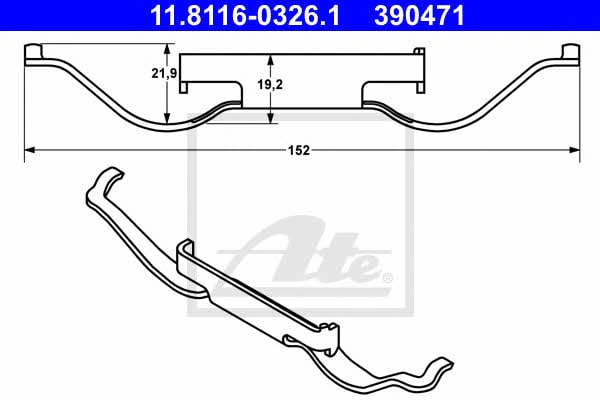 Ate 11.8116-0326.1 Brake pad spring 11811603261: Buy near me at 2407.PL in Poland at an Affordable price!