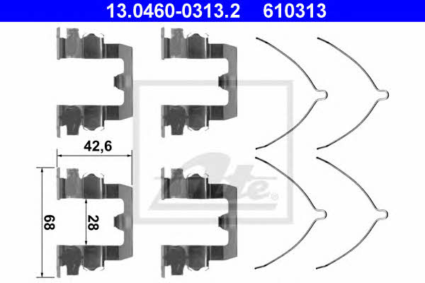 Ate 13.0460-0313.2 Mounting kit brake pads 13046003132: Buy near me in Poland at 2407.PL - Good price!
