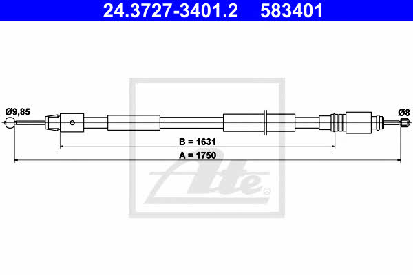 Ate 24.3727-3401.2 Cable Pull, parking brake 24372734012: Buy near me in Poland at 2407.PL - Good price!