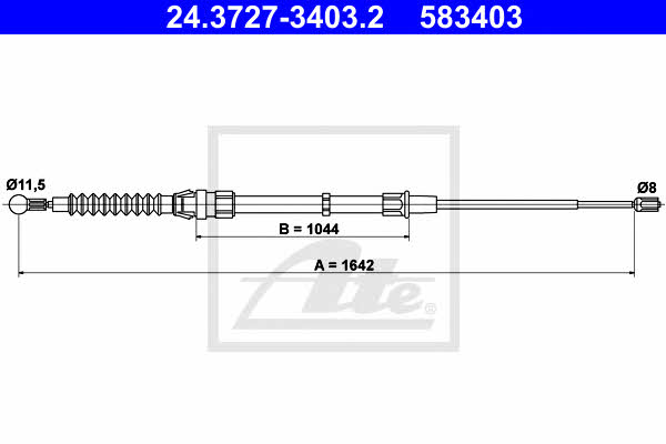 Ate 24.3727-3403.2 Cable Pull, parking brake 24372734032: Buy near me in Poland at 2407.PL - Good price!