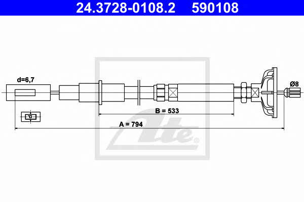 Ate 24.3728-0108.2 Clutch cable 24372801082: Buy near me in Poland at 2407.PL - Good price!