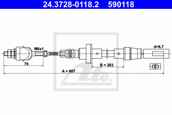 Ate 24.3728-0118.2 Clutch cable 24372801182: Buy near me in Poland at 2407.PL - Good price!