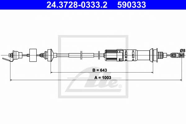 Ate 24.3728-0333.2 Clutch cable 24372803332: Buy near me in Poland at 2407.PL - Good price!