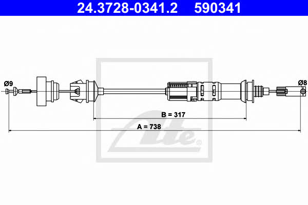 Ate 24.3728-0341.2 Clutch cable 24372803412: Buy near me in Poland at 2407.PL - Good price!