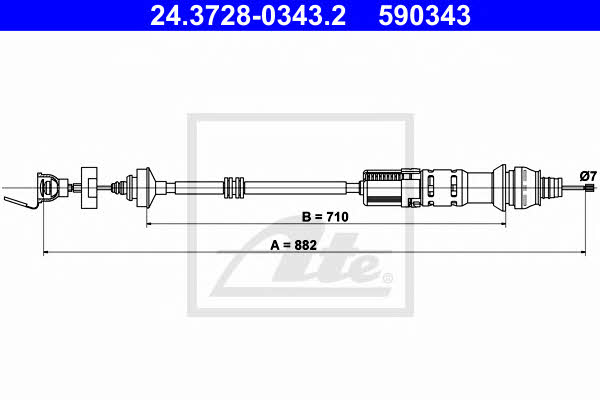 Ate 24.3728-0343.2 Clutch cable 24372803432: Buy near me in Poland at 2407.PL - Good price!