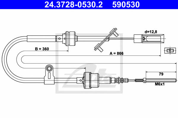 Ate 24.3728-0530.2 Clutch cable 24372805302: Buy near me in Poland at 2407.PL - Good price!