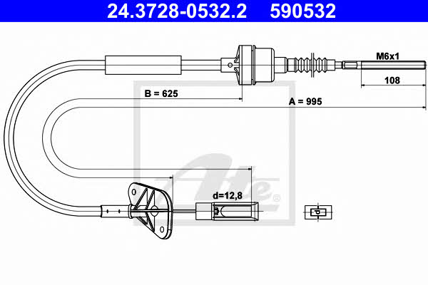 Ate 24.3728-0532.2 Clutch cable 24372805322: Buy near me in Poland at 2407.PL - Good price!