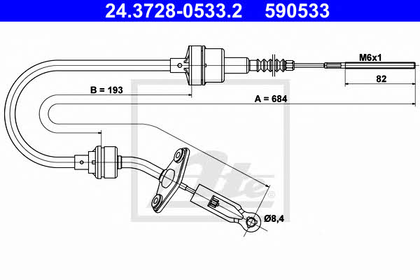 Ate 24.3728-0533.2 Clutch cable 24372805332: Buy near me in Poland at 2407.PL - Good price!