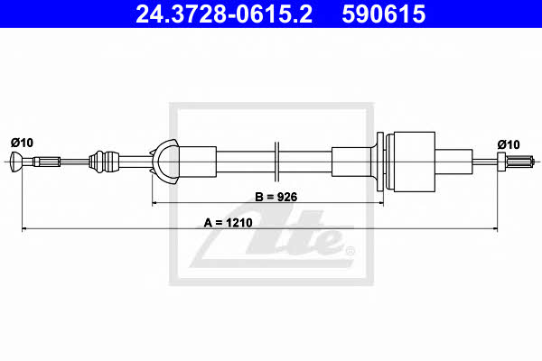 Ate 24.3728-0615.2 Clutch cable 24372806152: Buy near me in Poland at 2407.PL - Good price!
