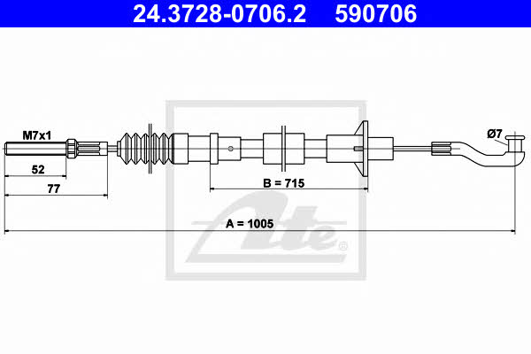 Ate 24.3728-0706.2 Clutch cable 24372807062: Buy near me in Poland at 2407.PL - Good price!