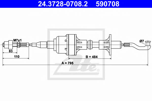 Ate 24.3728-0708.2 Clutch cable 24372807082: Buy near me in Poland at 2407.PL - Good price!