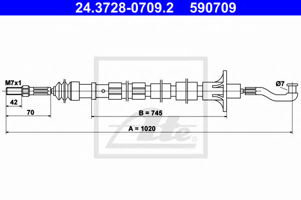 Ate 24.3728-0709.2 Clutch cable 24372807092: Buy near me in Poland at 2407.PL - Good price!