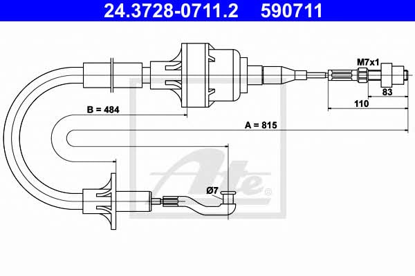 Ate 24.3728-0711.2 Clutch cable 24372807112: Buy near me in Poland at 2407.PL - Good price!
