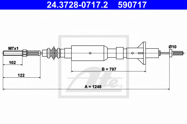 Ate 24.3728-0717.2 Clutch cable 24372807172: Buy near me in Poland at 2407.PL - Good price!