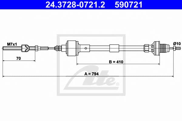 Ate 24.3728-0721.2 Clutch cable 24372807212: Buy near me in Poland at 2407.PL - Good price!