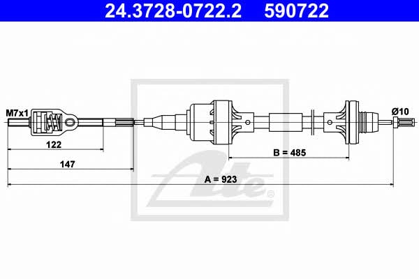 Ate 24.3728-0722.2 Clutch cable 24372807222: Buy near me in Poland at 2407.PL - Good price!