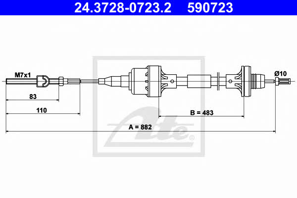 Ate 24.3728-0723.2 Clutch cable 24372807232: Buy near me in Poland at 2407.PL - Good price!