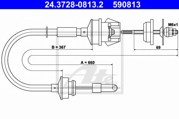 Ate 24.3728-0813.2 Clutch cable 24372808132: Buy near me in Poland at 2407.PL - Good price!