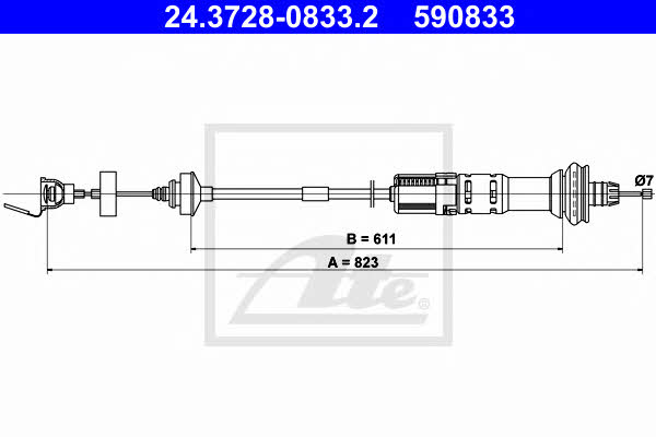 Ate 24.3728-0833.2 Clutch cable 24372808332: Buy near me in Poland at 2407.PL - Good price!