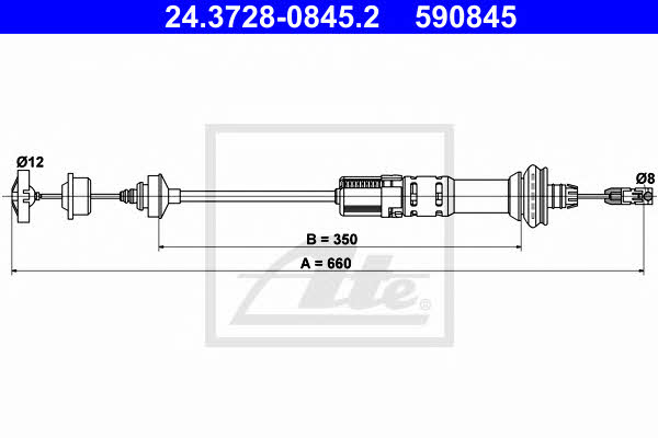 Ate 24.3728-0845.2 Clutch cable 24372808452: Buy near me in Poland at 2407.PL - Good price!
