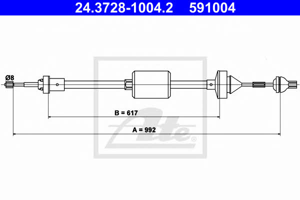 Ate 24.3728-1004.2 Clutch cable 24372810042: Buy near me in Poland at 2407.PL - Good price!