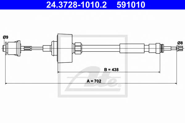 Ate 24.3728-1010.2 Clutch cable 24372810102: Buy near me in Poland at 2407.PL - Good price!