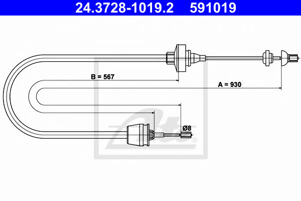Ate 24.3728-1019.2 Clutch cable 24372810192: Buy near me in Poland at 2407.PL - Good price!