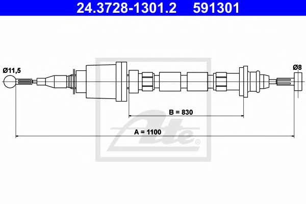Ate 24.3728-1301.2 Clutch cable 24372813012: Buy near me in Poland at 2407.PL - Good price!