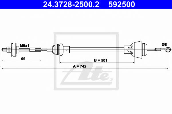 Ate 24.3728-2500.2 Clutch cable 24372825002: Buy near me in Poland at 2407.PL - Good price!