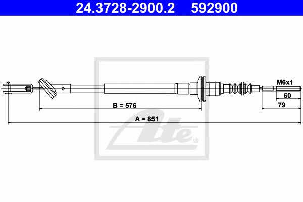 Ate 24.3728-2900.2 Clutch cable 24372829002: Buy near me in Poland at 2407.PL - Good price!