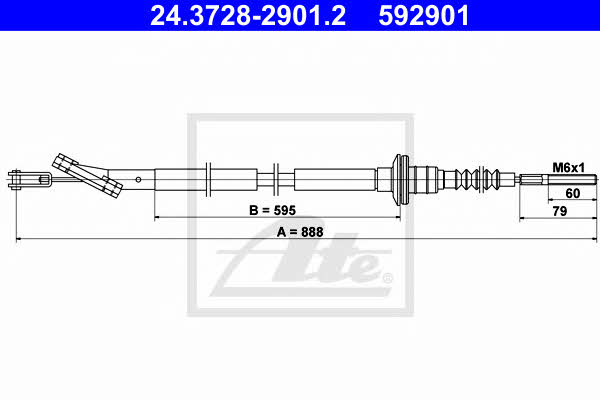 Ate 24.3728-2901.2 Clutch cable 24372829012: Buy near me in Poland at 2407.PL - Good price!