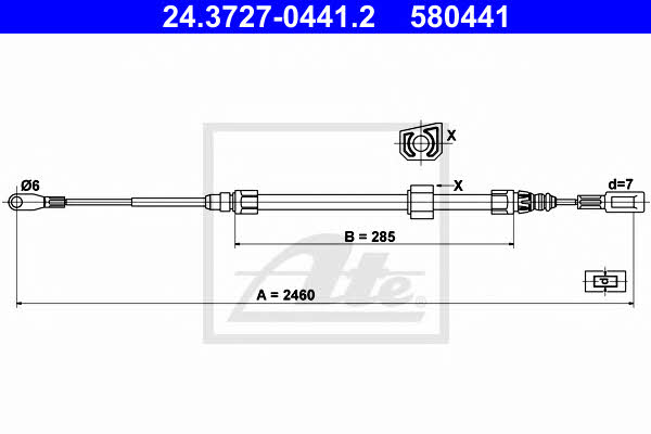 Ate 24.3727-0441.2 Cable Pull, parking brake 24372704412: Buy near me in Poland at 2407.PL - Good price!