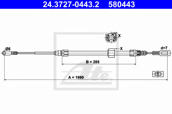 Ate 24.3727-0443.2 Cable Pull, parking brake 24372704432: Buy near me in Poland at 2407.PL - Good price!