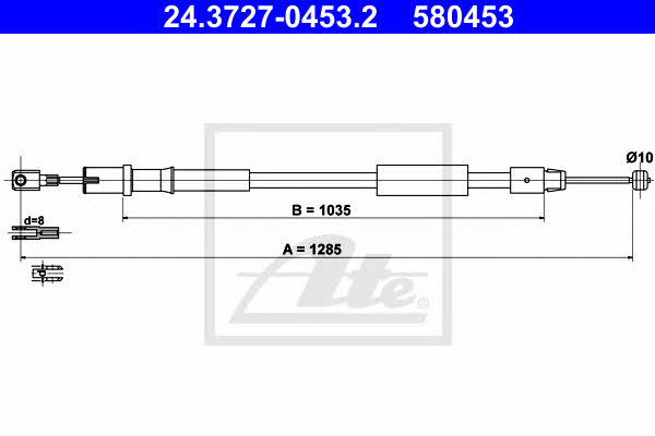Ate 24.3727-0453.2 Parking brake cable left 24372704532: Buy near me at 2407.PL in Poland at an Affordable price!
