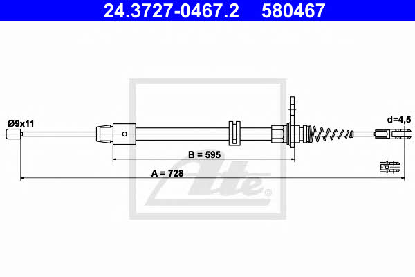 Ate 24.3727-0467.2 Cable Pull, parking brake 24372704672: Buy near me in Poland at 2407.PL - Good price!
