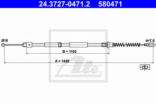 Ate 24.3727-0471.2 Cable Pull, parking brake 24372704712: Buy near me in Poland at 2407.PL - Good price!