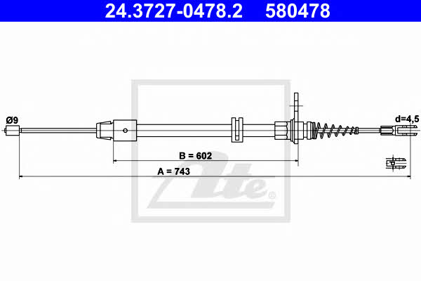 Ate 24.3727-0478.2 Cable Pull, parking brake 24372704782: Buy near me in Poland at 2407.PL - Good price!