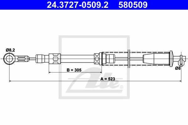 Ate 24.3727-0509.2 Parking brake cable left 24372705092: Buy near me in Poland at 2407.PL - Good price!