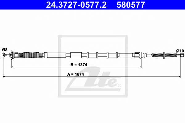 Ate 24.3727-0577.2 Parking brake cable left 24372705772: Buy near me in Poland at 2407.PL - Good price!