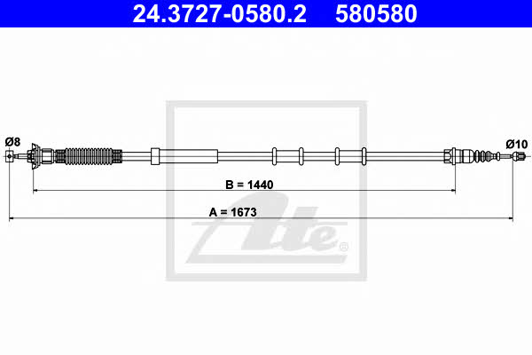 Ate 24.3727-0580.2 Parking brake cable, right 24372705802: Buy near me in Poland at 2407.PL - Good price!