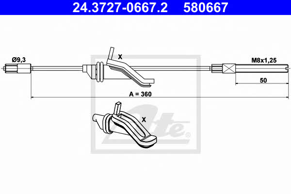 Ate 24.3727-0667.2 Cable Pull, parking brake 24372706672: Buy near me in Poland at 2407.PL - Good price!