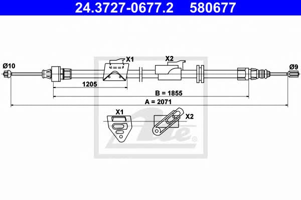 Ate 24.3727-0677.2 Parking brake cable, right 24372706772: Buy near me in Poland at 2407.PL - Good price!